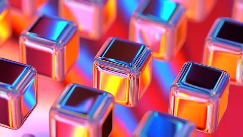 Colorful metal cubes spin loop-able 3D 4K abstract animation Stock Footage 202321936