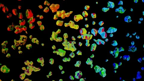 Colorful metal water drops diffused in space digital animation background new Video stock 101525073