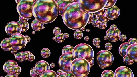 Colorful metallic morphing molecules looping 3D animation with alpha Stock Footage 196978674