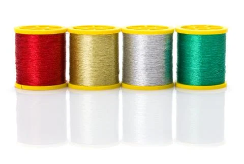 Colorful metallic threads Stock Photos
