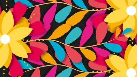 Colorful Mexican Floral Pattern Background for Hispanic Heritage Month Cele.. イラスト素材