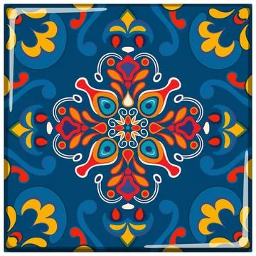 Colorful Mexican Tile Design Stock Illustration