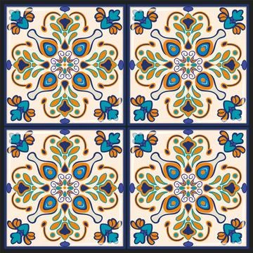 Colorful Mexican Tile Pattern Stock Illustration