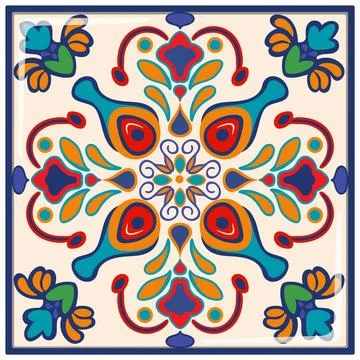 Colorful Mexican Tile Pattern Stock Illustration