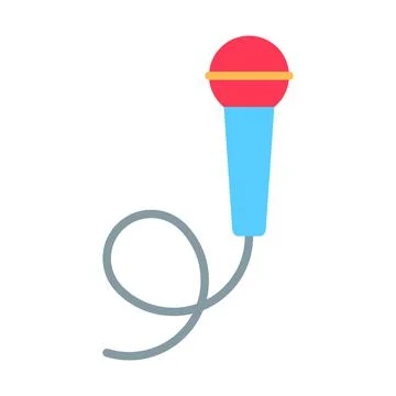 Colorful microphone flat icon isolated on white Stock Illustration