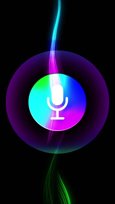 Colorful Microphone Icon Voice Assistant Background Stock Footage 341347014