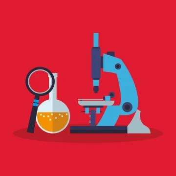 Colorful microscope and laboratory design Illustrazione stock