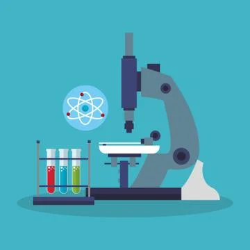 Colorful microscope and laboratory design Stock Illustration
