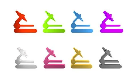 Colorful Microscope icon isolated on white background. Chemistry, pharmaceu.. Illustrazione stock