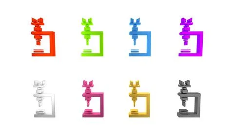 Colorful Microscope icon isolated on white background. Chemistry, pharmaceu.. Illustration