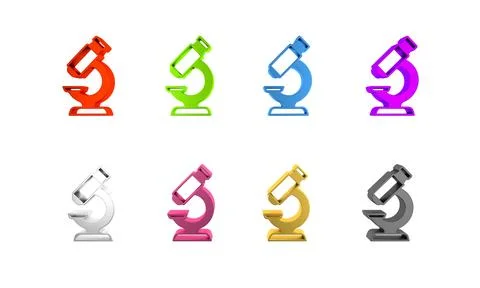 Colorful Microscope icon isolated on white background. Chemistry, pharmaceu.. Illustration