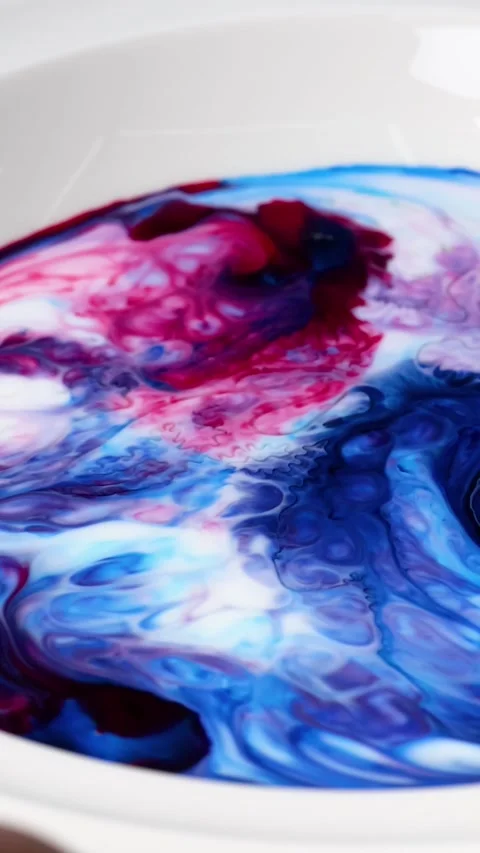 Colorful Milk Experiment with Exploding Patterns Video stock 305142790