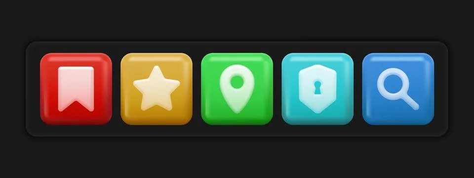 Colorful Mini Set of Basic 3d App Icons Illustrazione stock