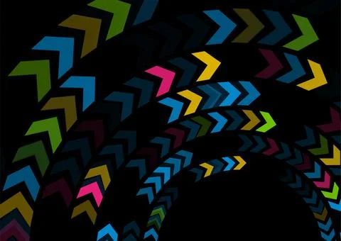 Colorful minimal circular arrows elements abstract geometric background Illustration