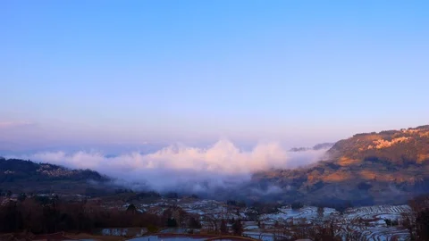 Colorful mist approaching during sunset Stock Footage 87470100