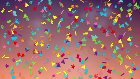 Colorful Mixed Geometric Shapes Falling on Gradient Background Animation Stock Footage 342210028