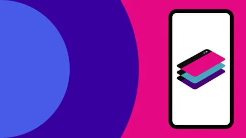 Colorful mobile animation in looping motion featuring magenta, cyan, and purple Stock Footage 312458488