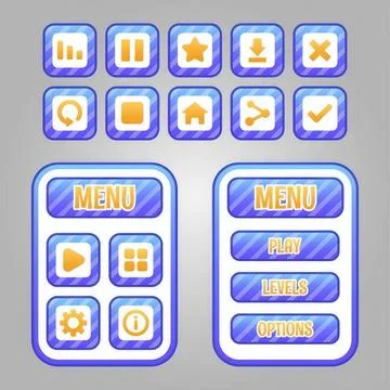 Colorful mobile app interface with menu and icons Illustrazione stock