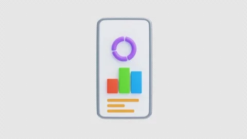 Colorful mobile data chart icon 3d animation Stock Footage 318517461