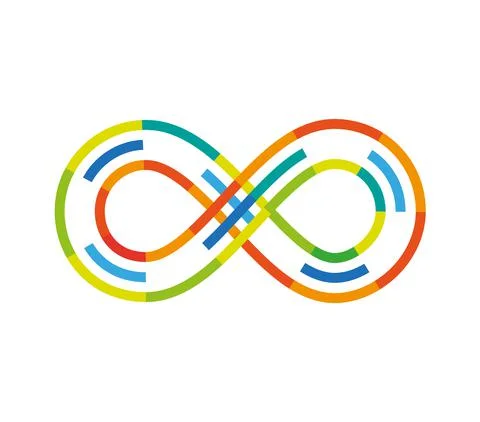 Colorful mobius loop made of three broken lines Stock Illustration