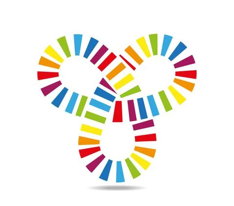 Colorful mobius loop with three elements. Happy joyful Illustrazione stock