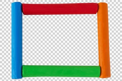 Colorful modeling clay border frame isolated on transparent background Stock Photos