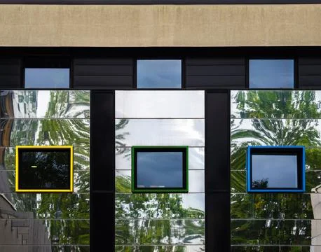 Colorful Modern Building Facade with Reflection Fotos de archivo