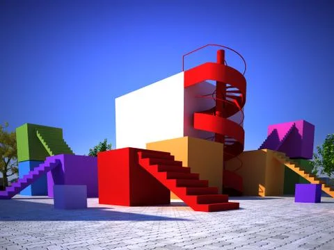 Colorful modern built structure Stock Illustration