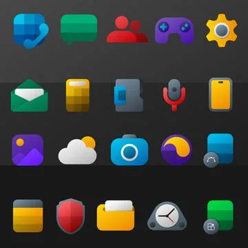 Colorful modern digital application icon set with gradient style Illustrazione stock