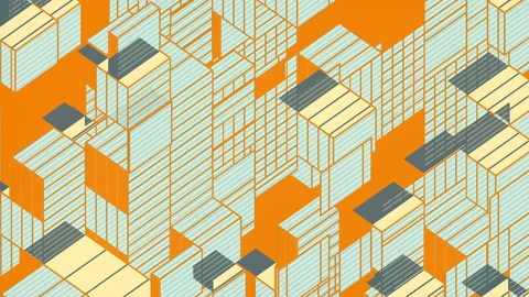 Colorful modern geometric rectangular shapes 3d rendering loop animation. 4K UHD Stock Footage 136728472