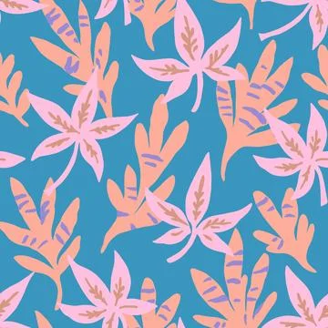 Colorful modern seamless pattern with abstract leaves. Stock Illustration
