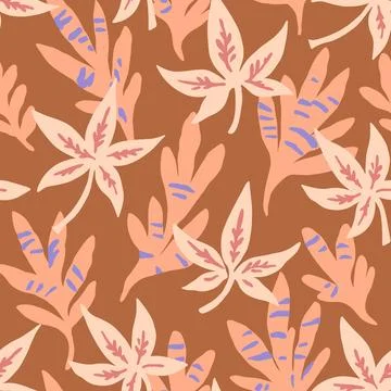 Colorful modern seamless pattern with abstract leaves. Stock Illustration