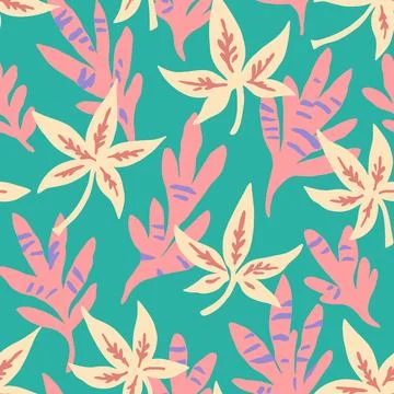 Colorful modern seamless pattern with abstract leaves. Stock Illustration