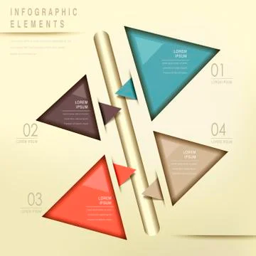 Colorful modern triangle abstract flow chart infographic Illustrazione stock