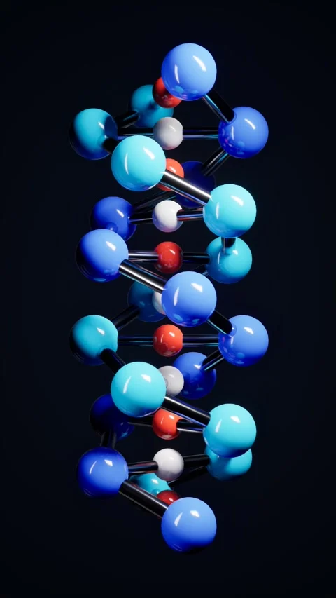 Colorful molecular structure on black background. 3d rendering Stock Footage 340566949