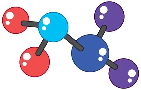 Colorful Molecular Structure Vector Illustration on White Background Stock Illustration