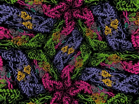 Colorful Molecular Swirl Pattern Stock Illustration