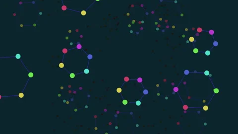 Colorful molecule pattern on black background vibrant display of intricate Stock Footage 274176886