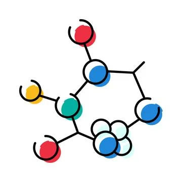 Colorful molecule structure icon for scientific research Illustrazione stock
