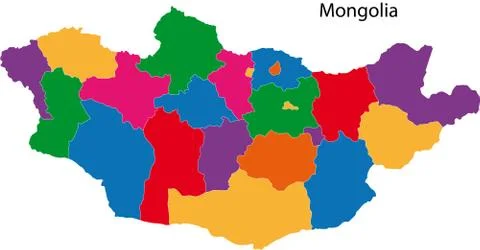 Colorful Mongolia map Stock Illustration