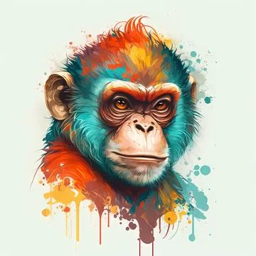 Colorful monkey Stock Illustration