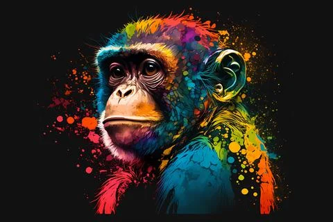 Colorful monkey Stock Illustration