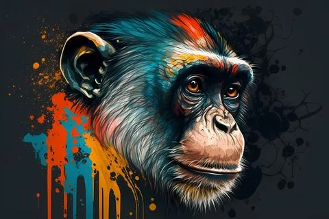 Colorful monkey Stock Illustration