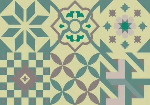 Colorful moroccan tile pattern with geometric shapes and designs Stock Illustration