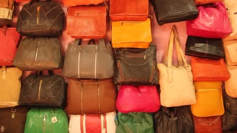 Colorful Morocco Leather Purses 動画素材 93043253