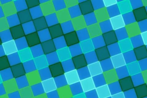 Colorful mosaic pattern made of small squares in blue and green Stock Illustration