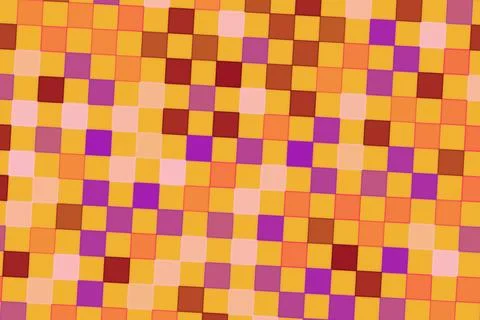 Colorful mosaic pattern with pink orange and yellow squares Stock Illustration