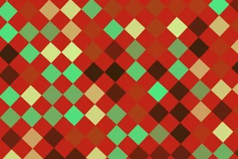 Colorful mosaic pattern with red green beige and black Stock Illustration