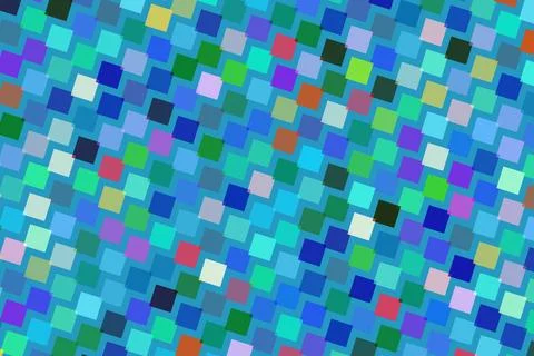 Colorful mosaic pattern with small square tiles in blue green Stock Illustration