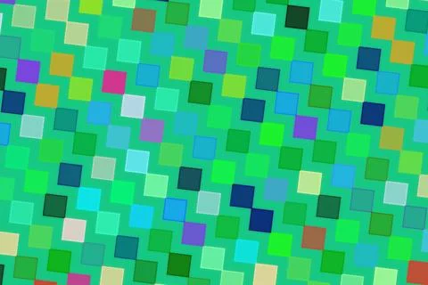 Colorful mosaic pattern with small square tiles in green and blue Stock Illustration